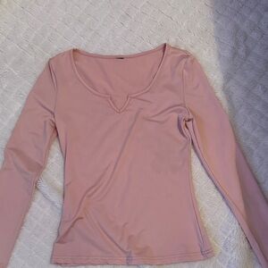 Satin Pink Long Sleeve Top